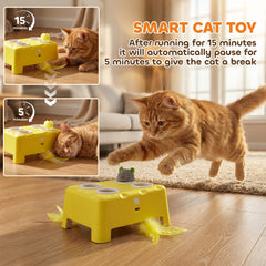 PawHut 3 in 1 Interactive Cat Toys with Mouse & Feather Teaser Toy Rechargeable Automatic for Indoor Kittens & Adult Cats