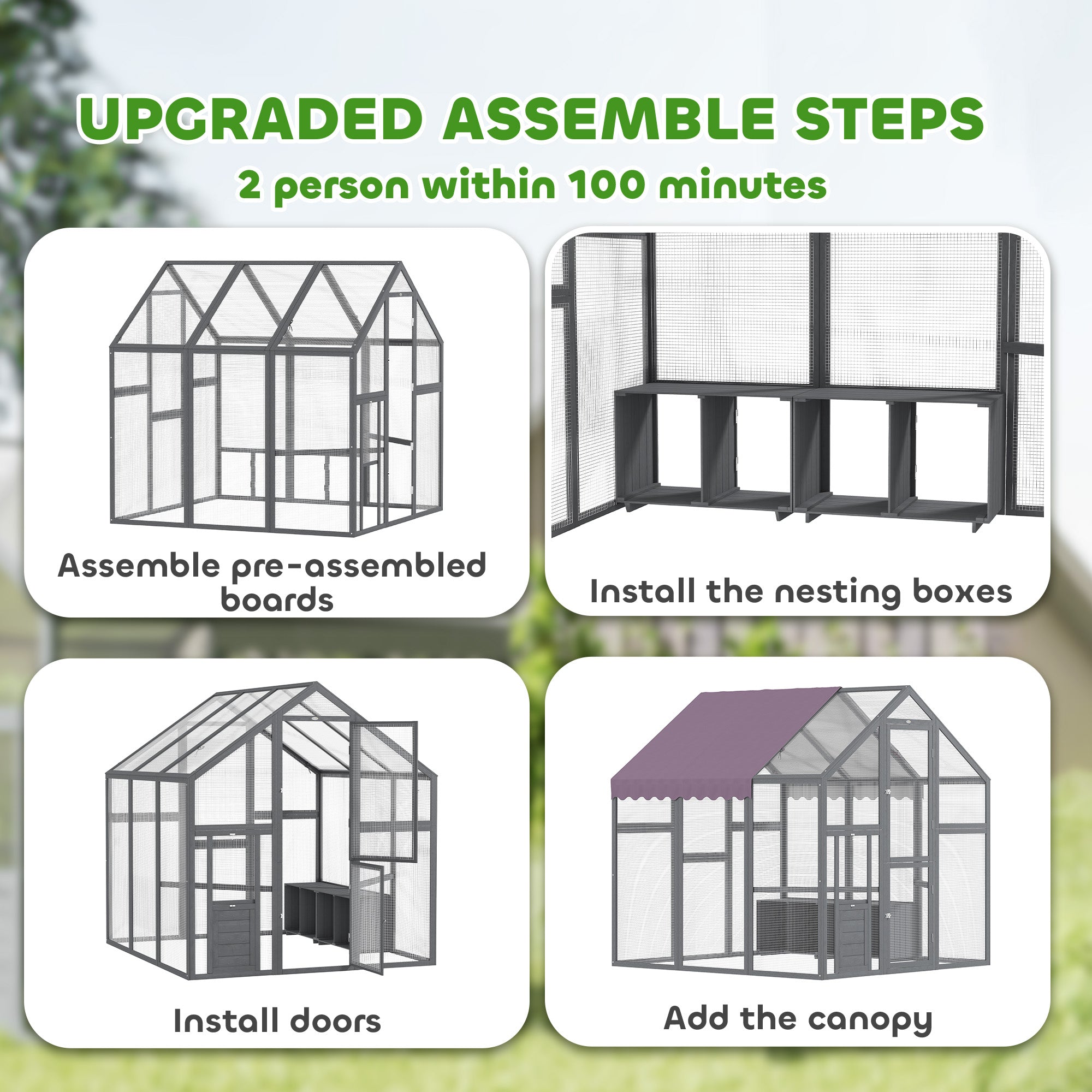 PawHut Large Walk In Chicken Run with Waterproof & Anti-UV Cover, for 6-8 Chickens, for Garden, Farm, 5.5' x 6' x 6'
