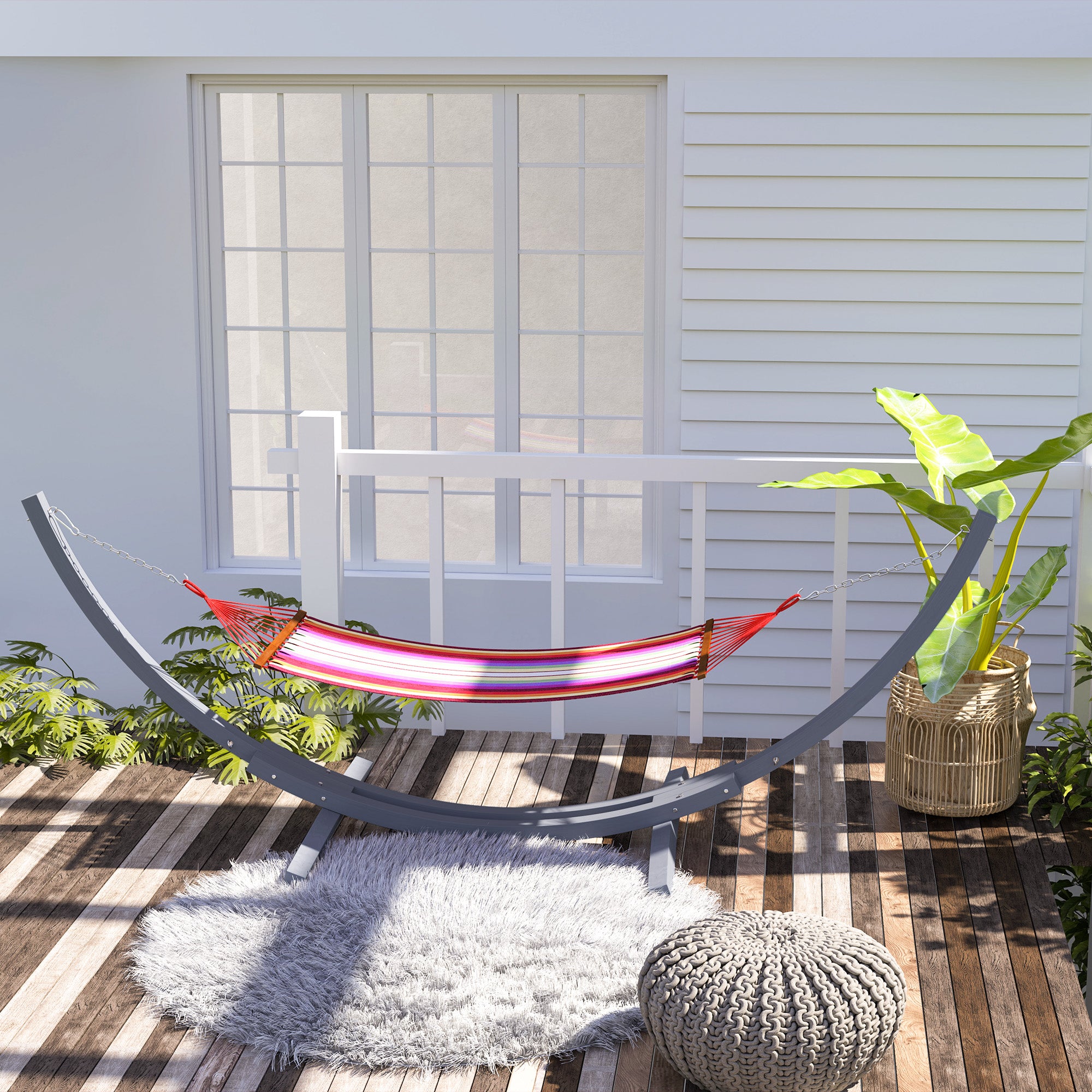 Outsunny 3.25m Wooden Hammock Stand Universal Fit Garden Picnic Camp Accessories, Grey