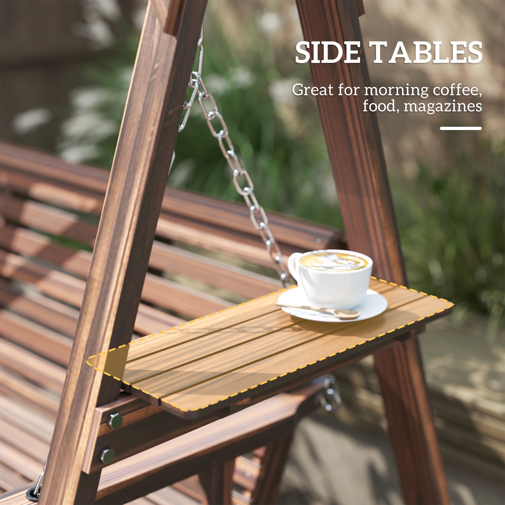 Outsunny Three-Seater Wooden Swing Bench