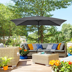 Outsunny 3x2m Garden Parasol Umbrella with Aluminium Pole, Tilt and Crank, Rectangular Outdoor Table Parasol Sun Shade for Patio, Black
