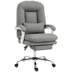 HOMCOM Ergonomic Executive Office Chair, Reclining Desk Chair with Lumbar Support, Footrest, Plush Thick Cushion, Grey
