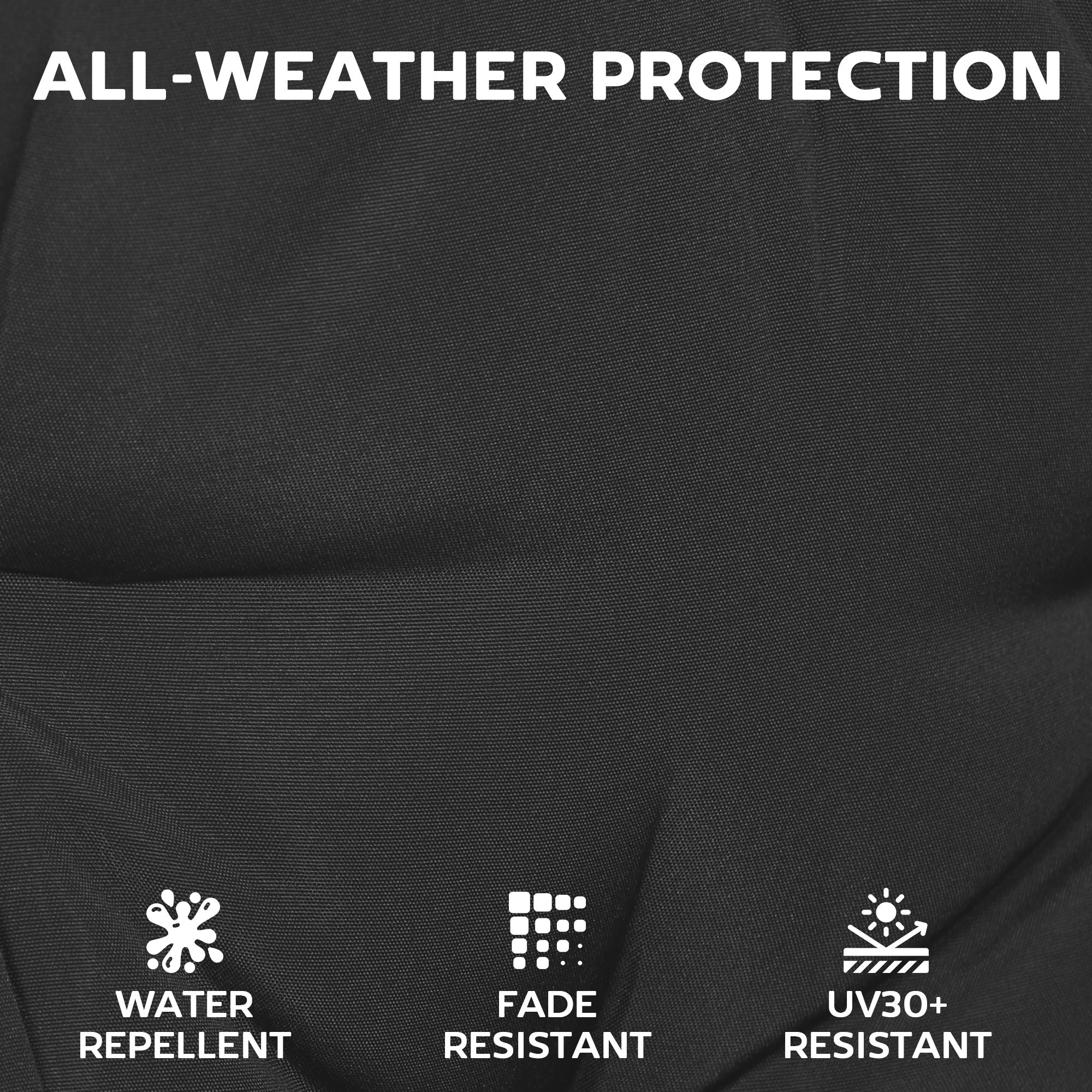 Outsunny Outdoor Seat Cushions Set of 2 with Ties, Waterproof Garden Seat Pads, Black