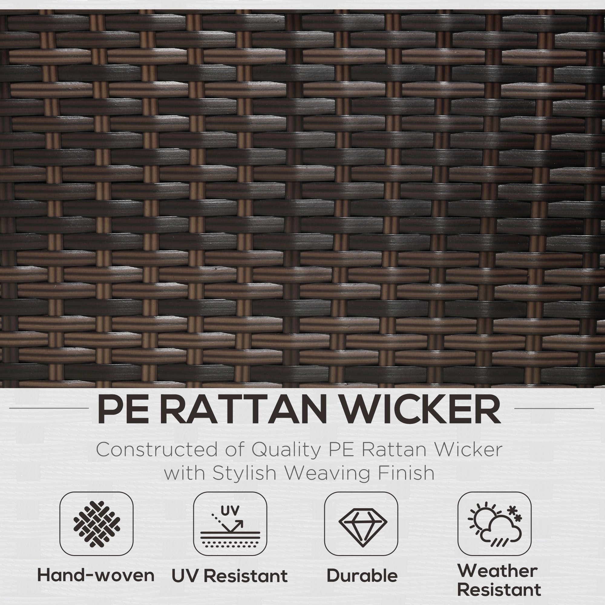 Outsunny 3 Pieces Rattan Garden Furniture Sofa Set, 4 Seater Garden Corner Sofa with 5-Level Reclining Sun Lounger and Storage Coffee Table, Outdoor Furniture Conservatory Set with Cushions, Brown