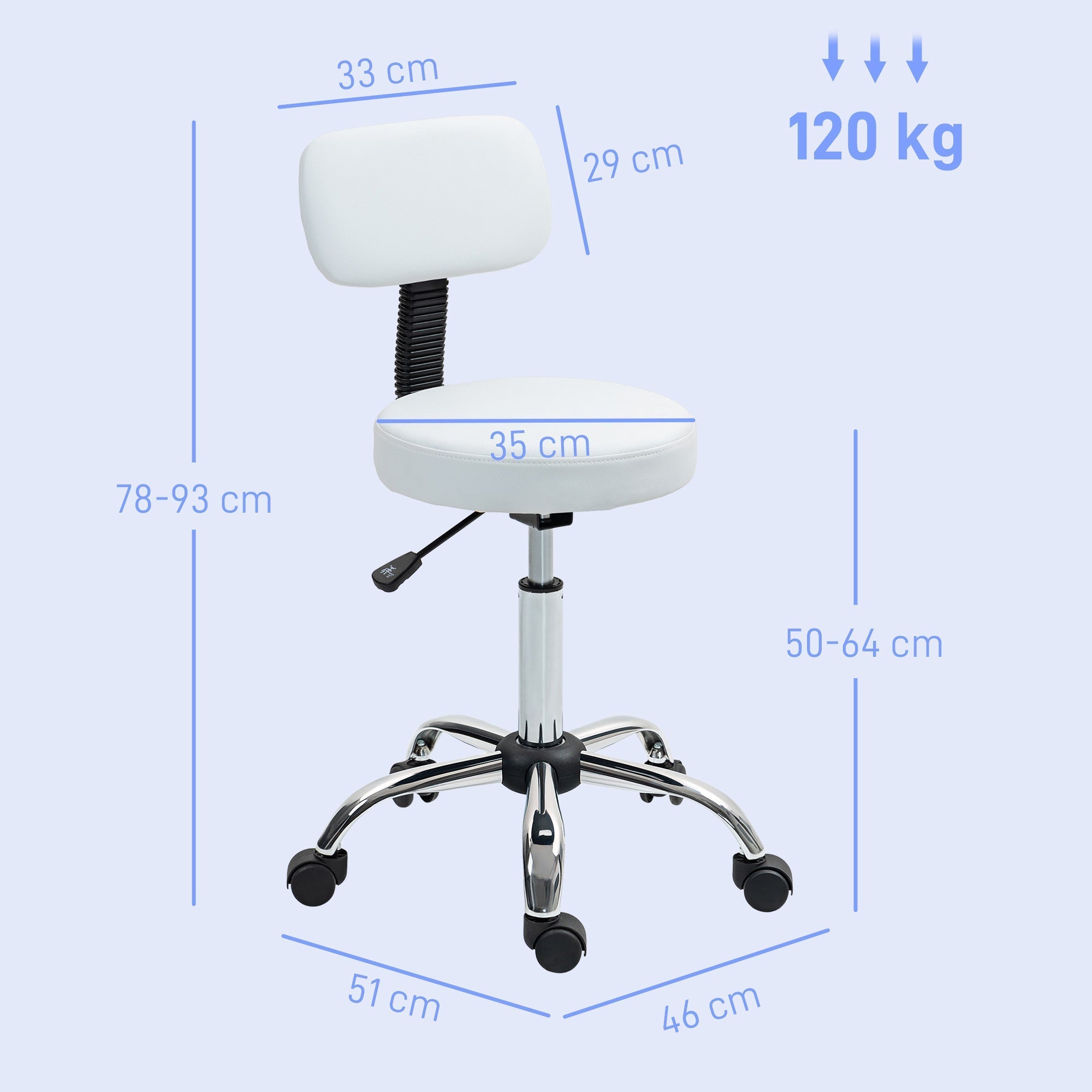 HOMCOM 360 Swivel Seat Salon Stool - White