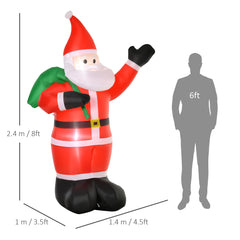 HOMCOM 8ft Christmas Inflatable Santa Holiday Garden Decoration, Indoor Outdoor Lawn Blow Up Decor