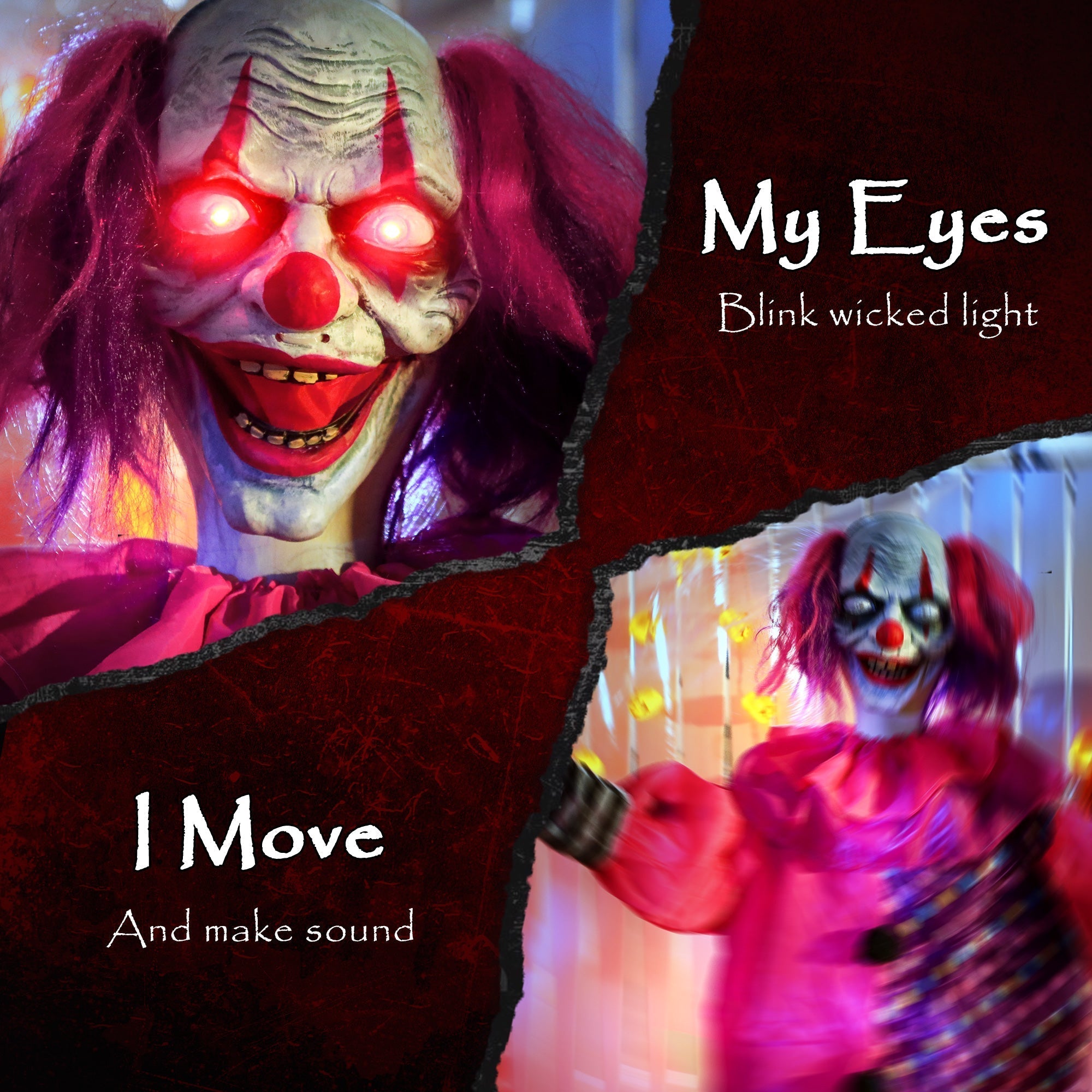 Outsunny 5√¢‚Ç¨¬≤7√¢‚Ç¨¬≥ Scary Animated Clown Decoration - Pink/Purple