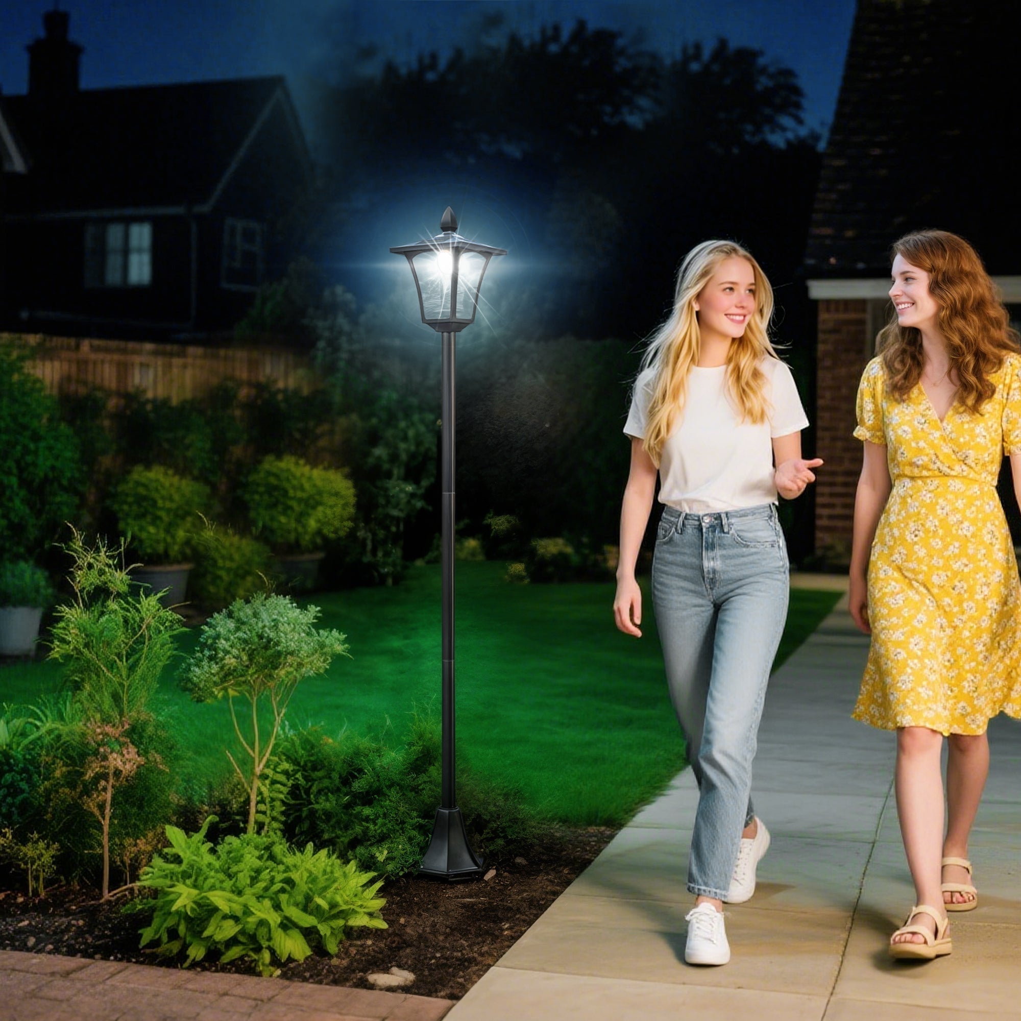 Outsunny Outdoor Garden Solar Post Lamp Sensor Dimmable LED Lantern Bollard Pathway 1.6M Tall √¢‚Ç¨‚Äú Black
