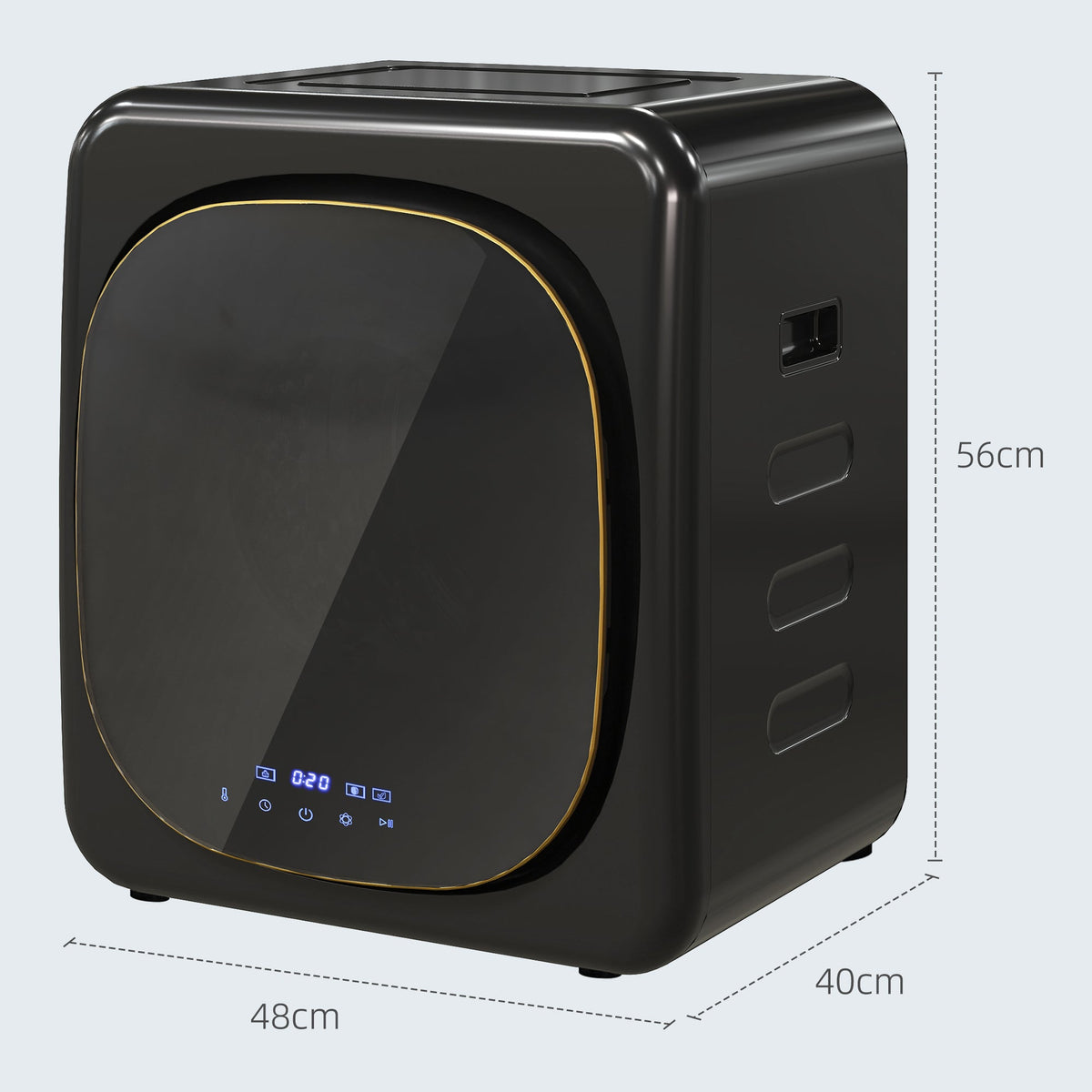 HOMCOM 4kg Vented Tumble Dryer with Deodorize, Smart Mode, 800W Compact Tumble Dryer with Stainless Steel Tub, Front Load
