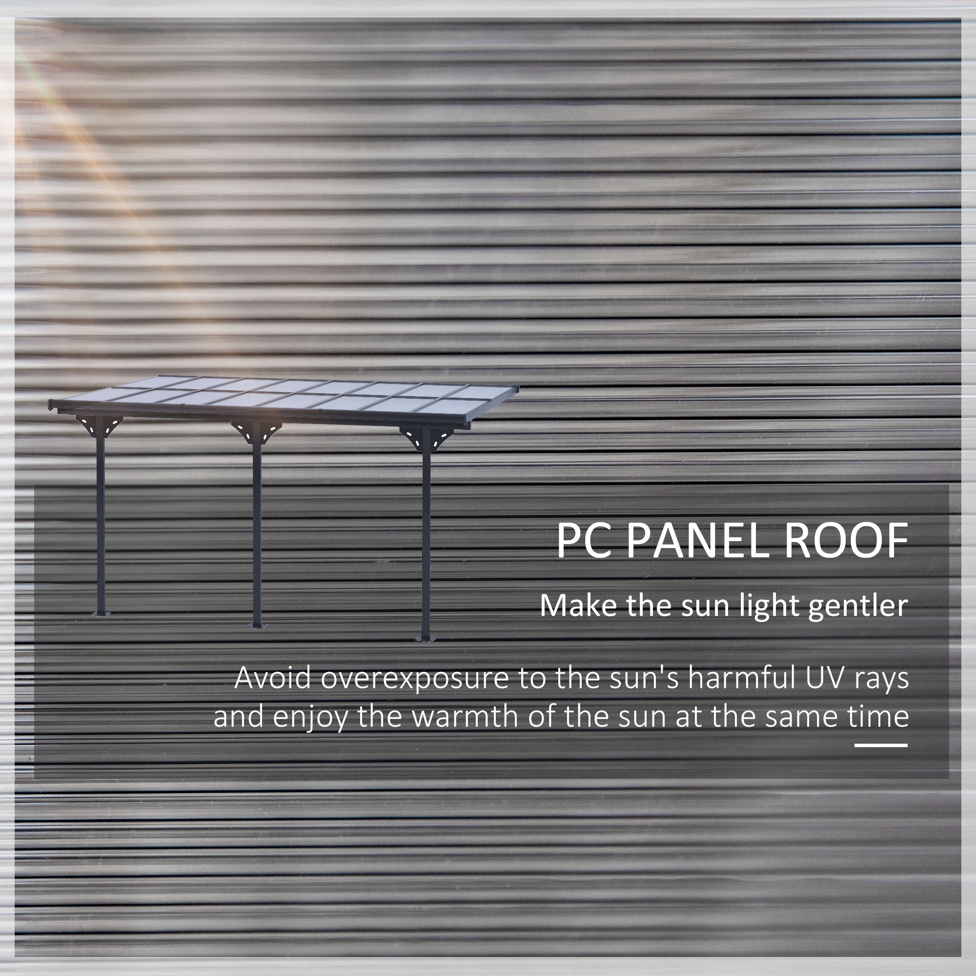 Outsunny 4.35 x 3m Outdoor Patio Gazebo Pergola, Retractable Pergola Canopy Aluminum Post & PC Roof,  Grey