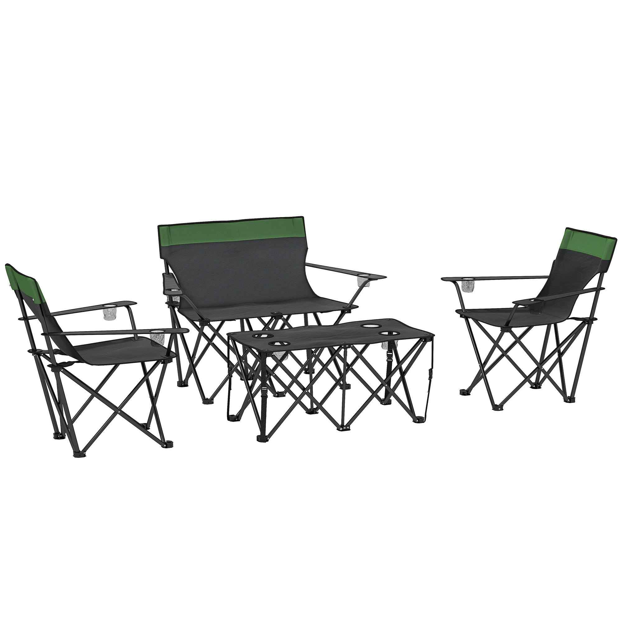 Outsunny Four-Piece Portable Picnic Table Set - Green