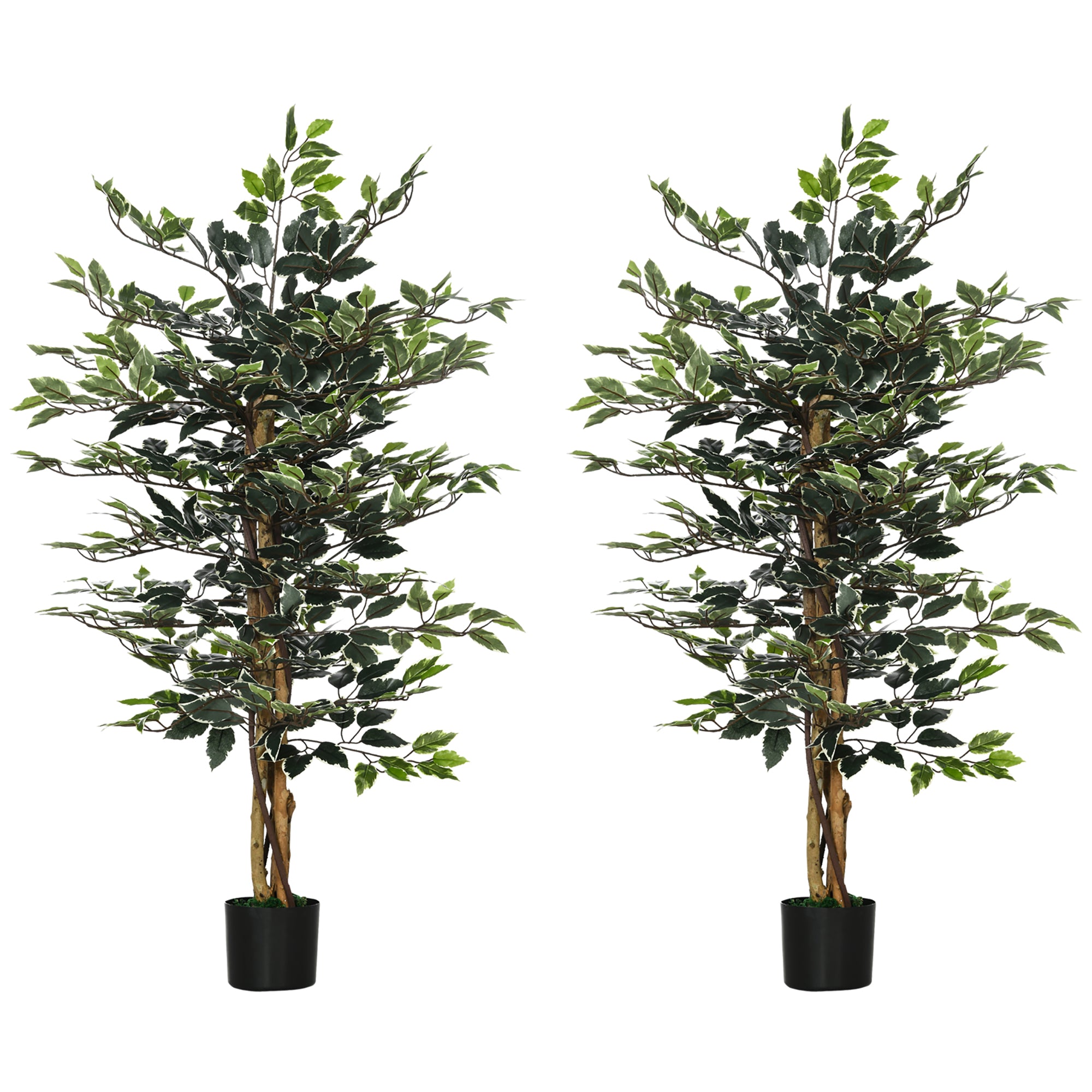 HOMCOM Set of Two Artificial Ficus Trees