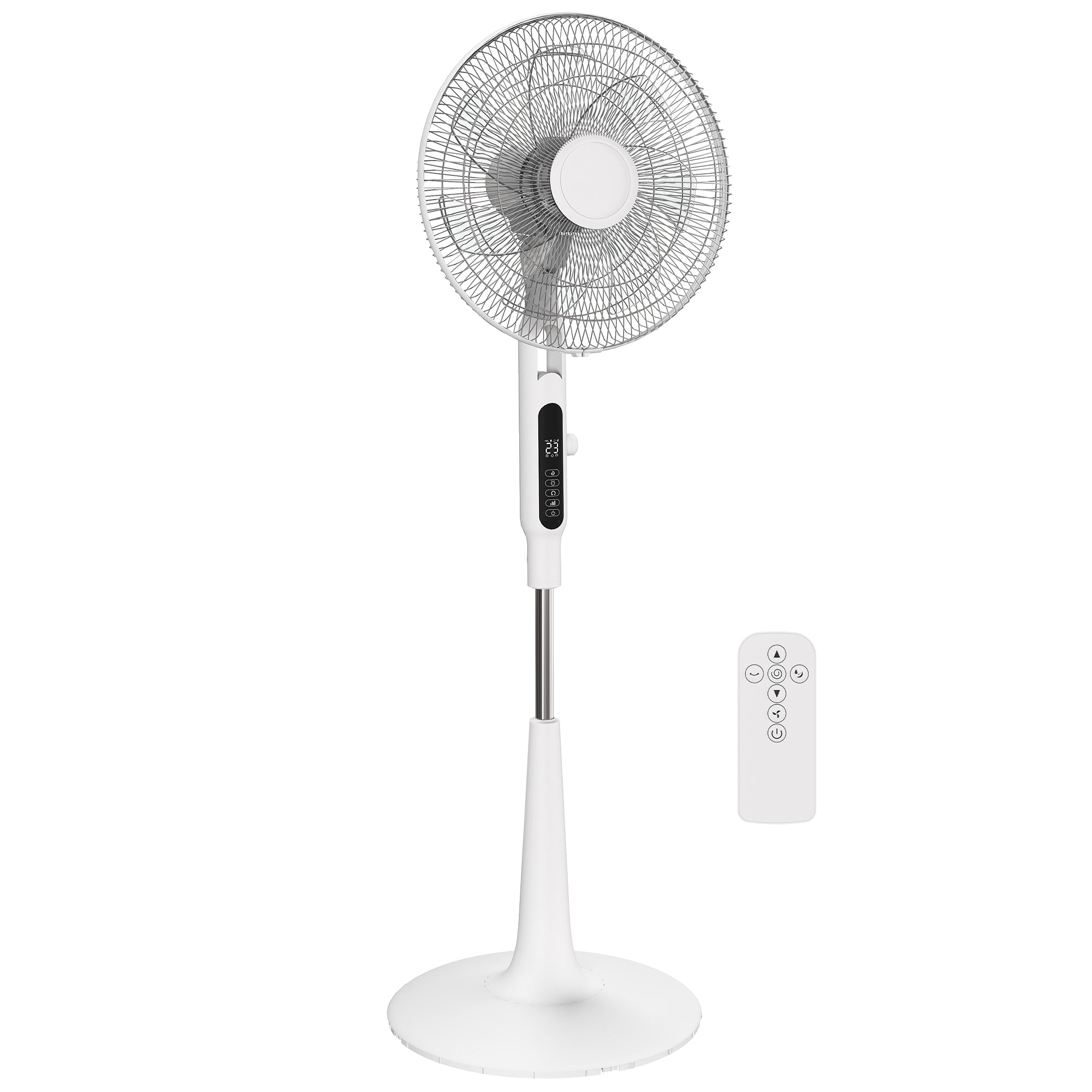 HOMCOM Three Mode Pedestal Fan, with Insect Repellant Box and LED Panel - White