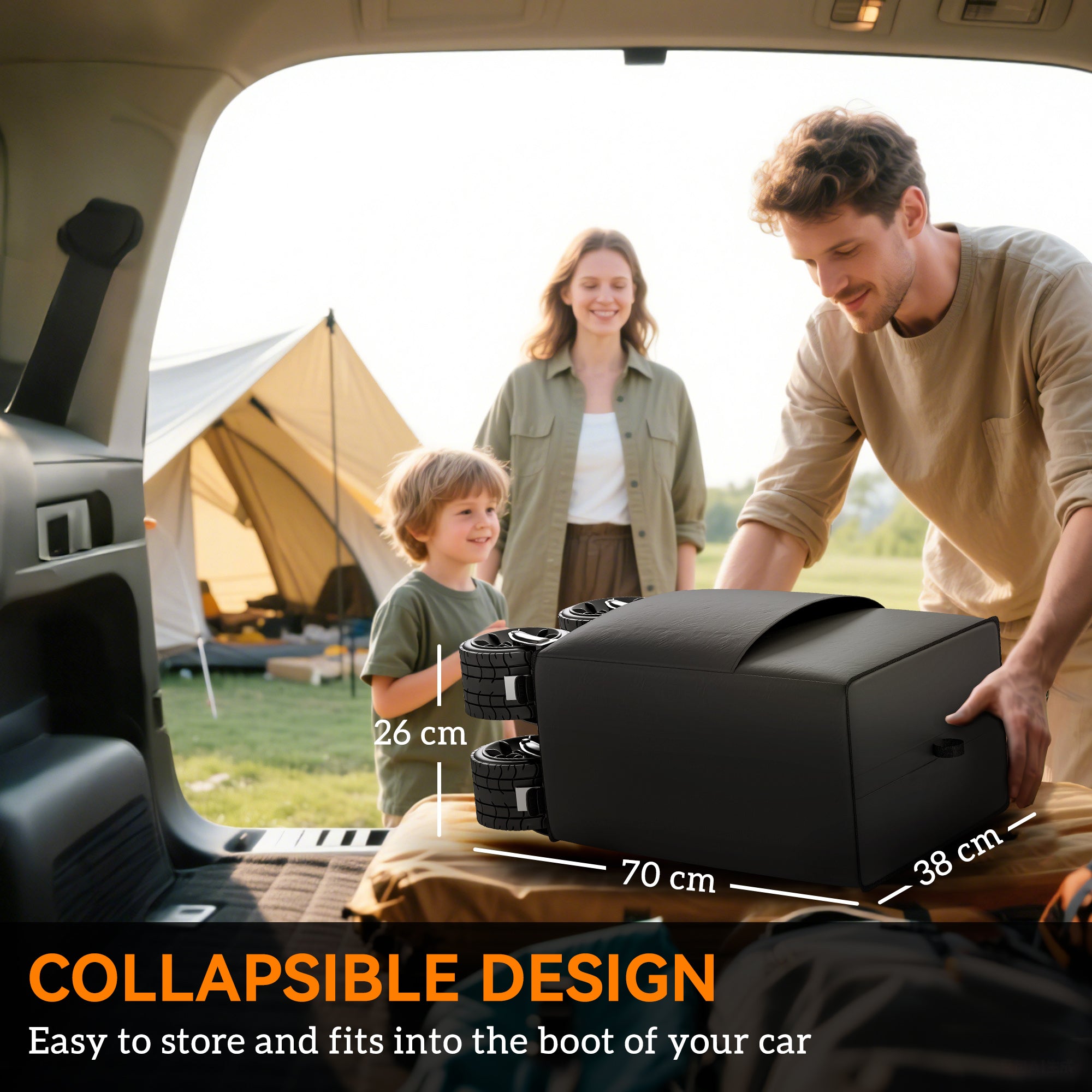 Outsunny Folding Garden Trolley, Outdoor Wagon Cart with Carry Bag, for Beach, Camping, Festival, 120KG Capacity, Black