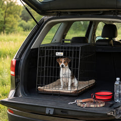 PawHut 30"(76 cm) Car Dog Crate Collapsible Slanted Travel Small Dog Cage with Tray & Handle 76L x 48W x 53H cm