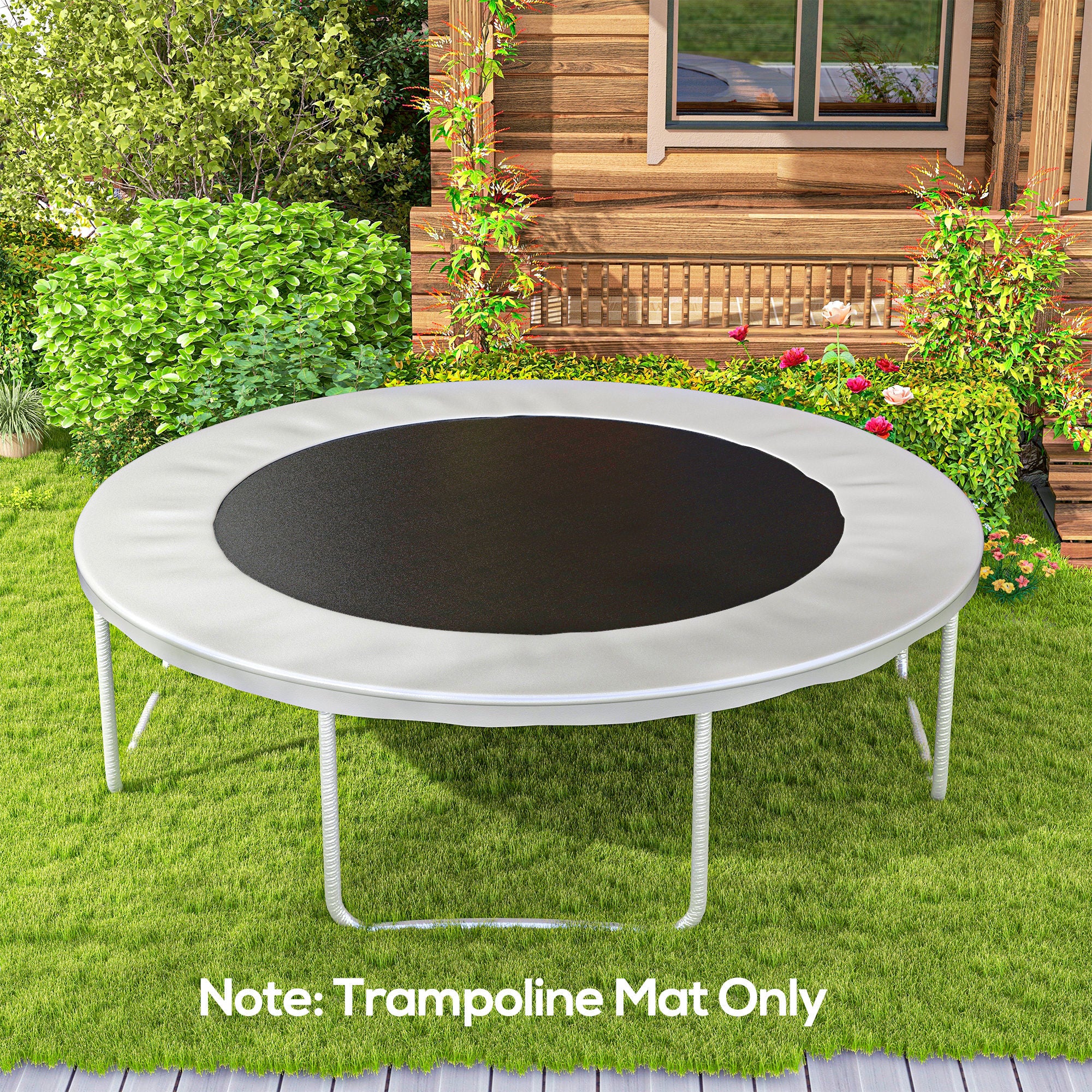 SPORTNOW Replacement Trampoline Mat with Spring Pull Tool, 72 V-Hooks, for 12ft Trampoline using 14cm Springs, Black