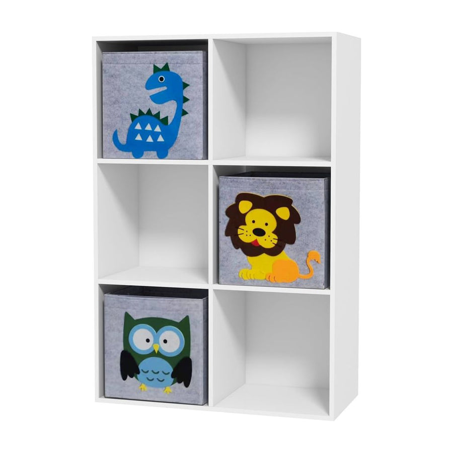 ZONEKIZ Kids Toy Box with Three Non-Woven Fabric Drawers, 61.8 x 29.9 x 91.5cm - White