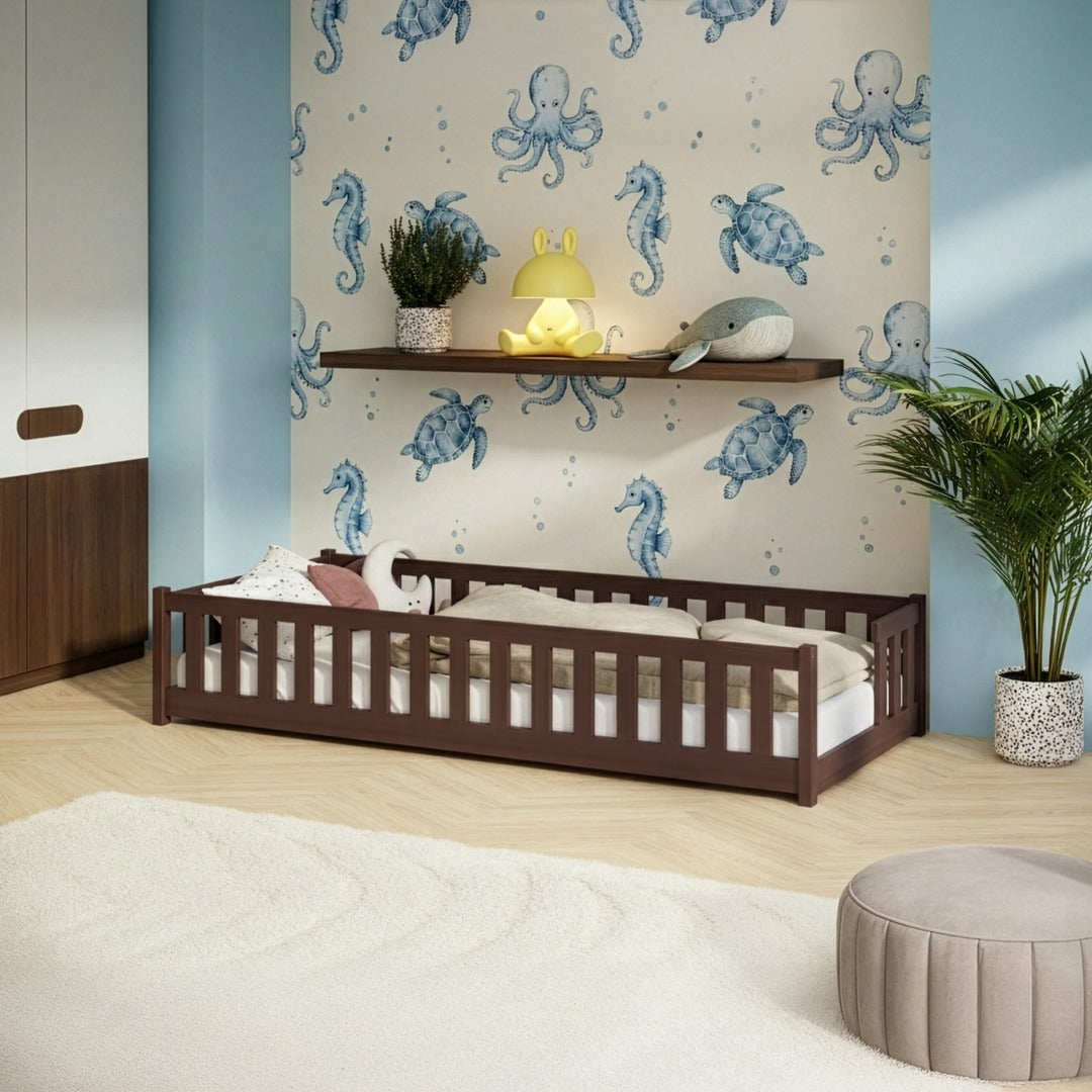 Wooden Single Bed Zoya in Dark Chocolate, image 10