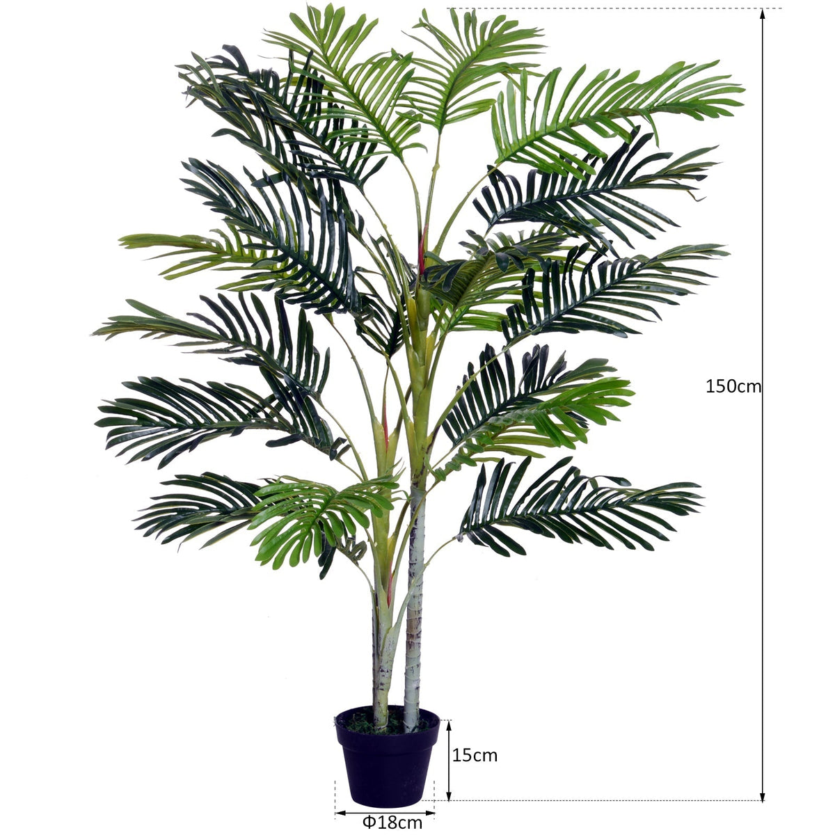Outsunny 2 Ball Topiary Tree in Pot for Home Decor, Artificial Plant for Home Office, Living Room Decor, Dark Green