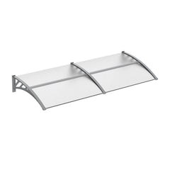Outsunny Front Door Canopy Outdoor Awning Aluminium Rigid Plastic Polycarbonate Rain Shelter UV Water Rain Resistant 196 x 75cm Clear