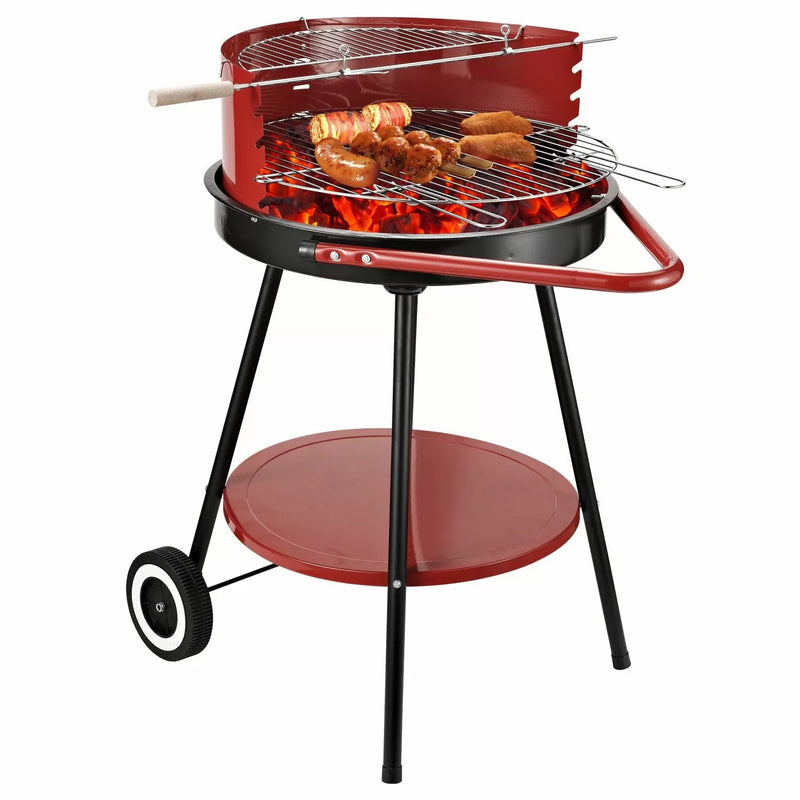 Charcoal BBQ Trolley Grill - Red