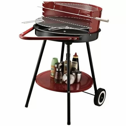 Charcoal BBQ Trolley Grill - Red