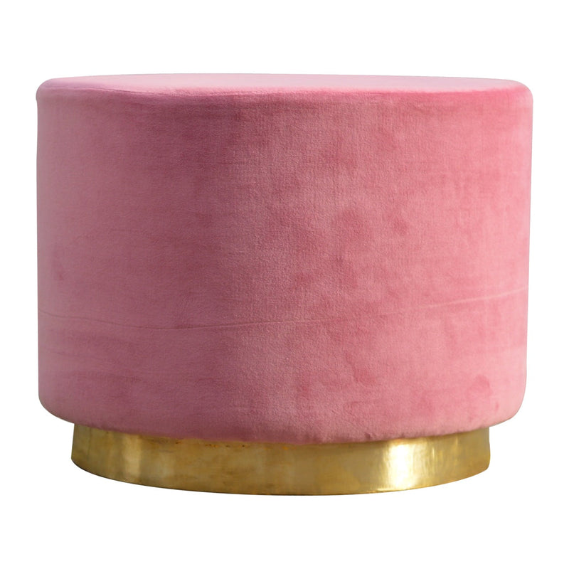 Dusty Pink Velvet Footstool with Gold Base