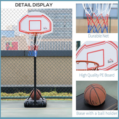 HOMCOM Outdoor Basketball Hoop Stand Portable Sturdy Rim Adjustable Height from 258-314 cm w/ Wheels, Stable Base