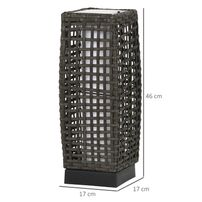 Outsunny Outdoor Rattan Solar Lantern, Brushed PE Wicker Patio Garden Lantern wtih Auto On/Off Solar Powered LED Lights for Indoor & Outdoor Use Grey