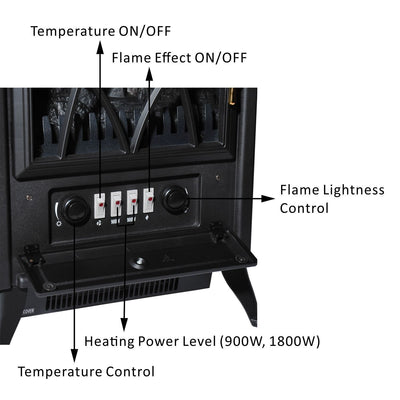 1.8KW Electric Log Flame Effect Fireplace