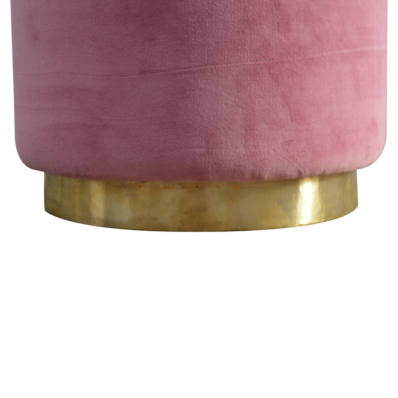 Dusty Pink Velvet Footstool with Gold Base