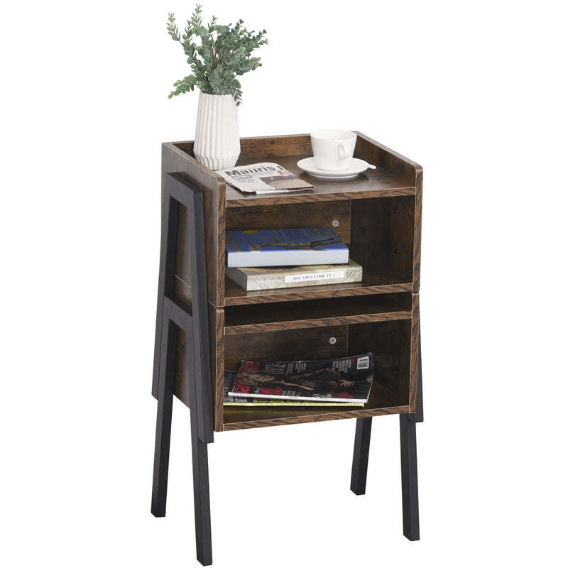 Particle Board Twin-Set Industrial Side Tables - Brown