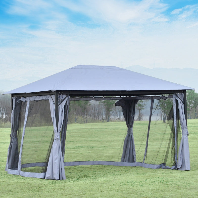 Garden Gazebo, Outdoor Pavilion Canopy Aluminum Party Tent - Grey