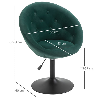 Tufted Fabric Dining Bar Stool , Armless Swivel Seat, Adjustable Height - Green