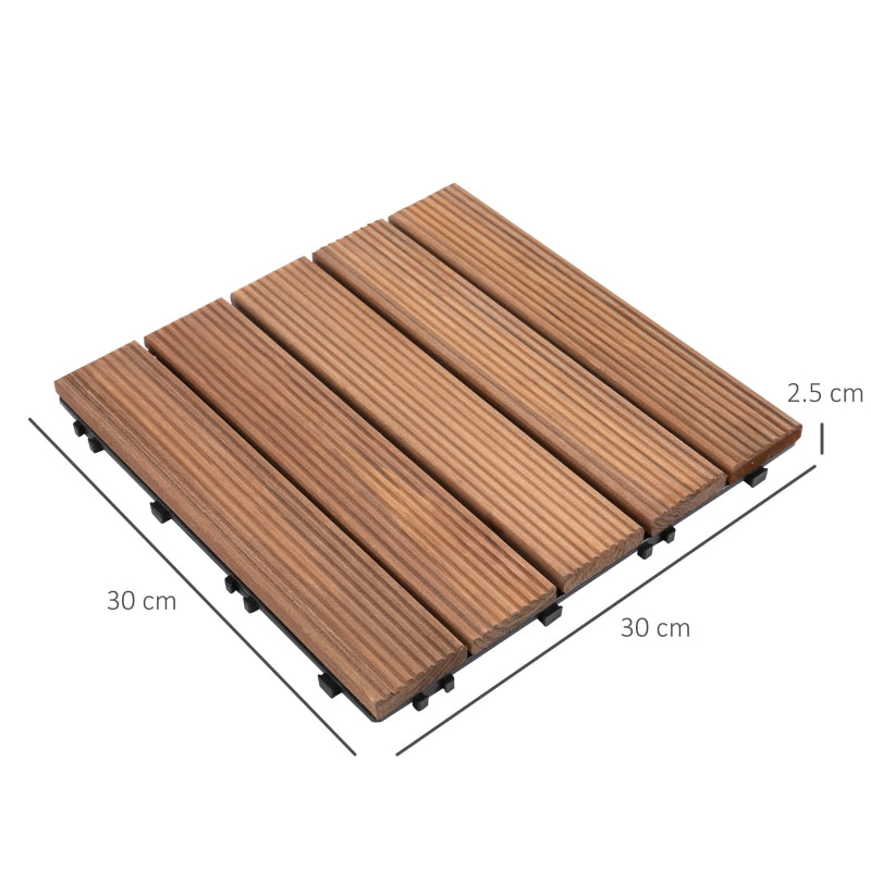 27 Pcs Solid Wood Interlocking Decking Tiles