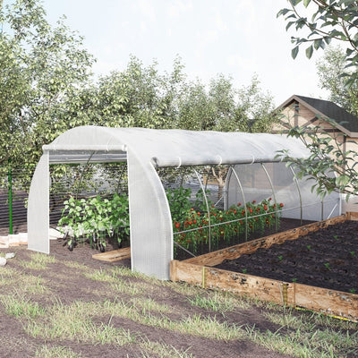 Polytunnel Greenhouse, Walk In Pollytunnel Tent With Steel Frame (6 X 3 X 2) m