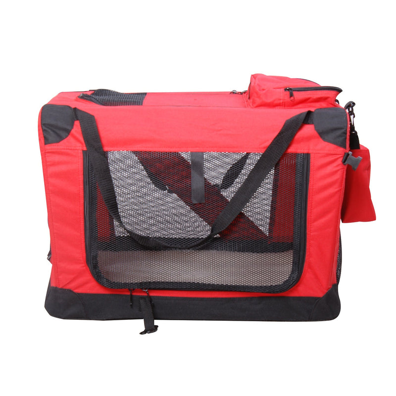 Pawhut Pet Carrier Portable Cat Carrier Folding Dog Bag w/ PVC Oxford Cloth for Small and Miniature Dogs, 60 x 42 x 42 cm, Red