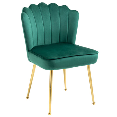 Velvet-Feel Shell Luxe Accent Chair, Green