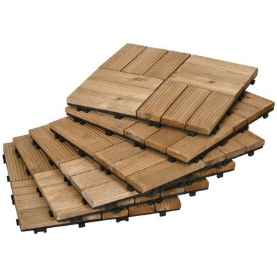 27 Pcs Wooden Interlocking Decking Tiles, Brown