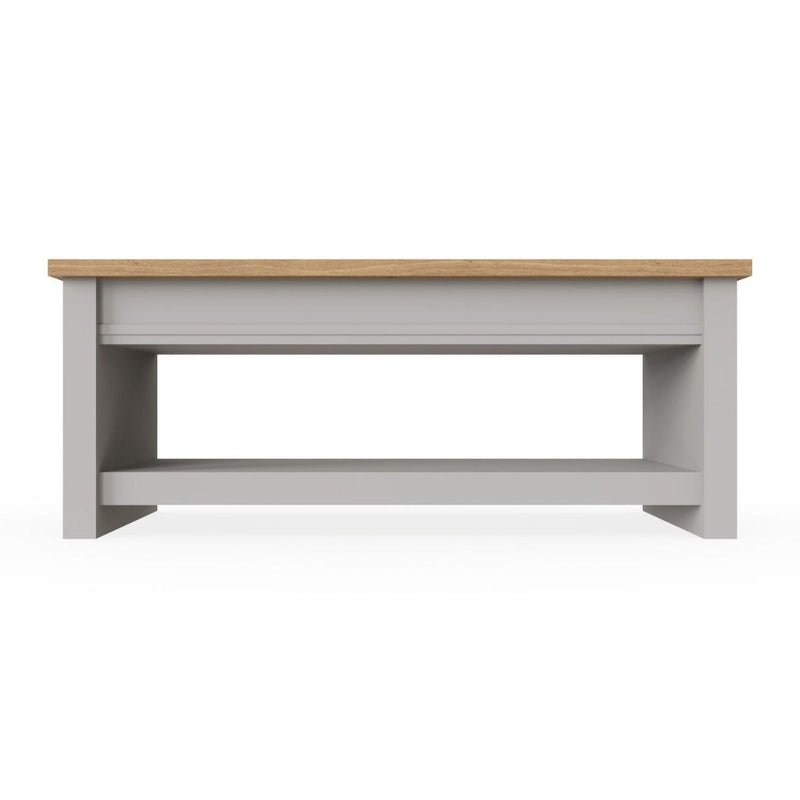 Lisbon slide top coffee table in grey & oak