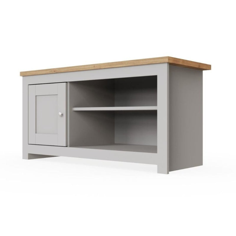 Lisbon TV unit stand with 1 door in grey & oak