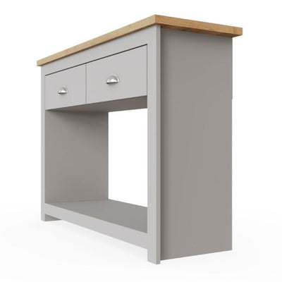 Lisbon console table with 2 drawers in grey & oak