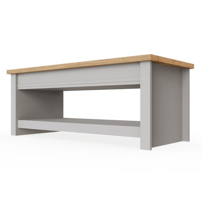 Lisbon slide top coffee table in grey & oak