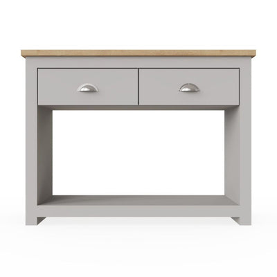 Lisbon console table with 2 drawers in grey & oak