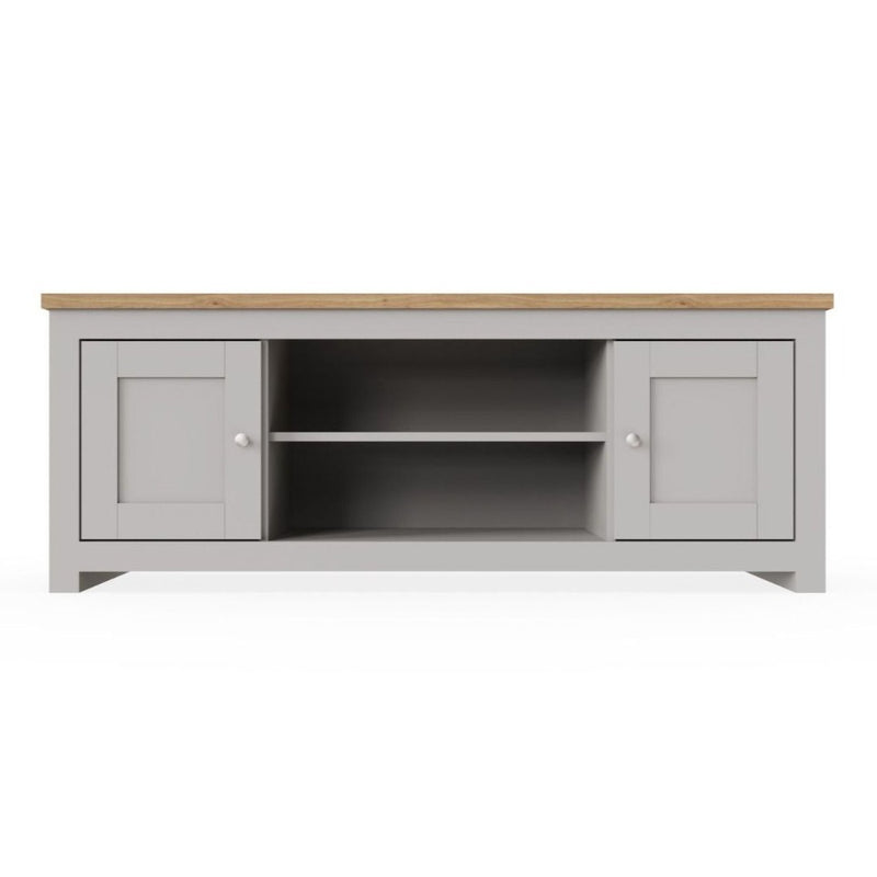 Lisbon TV unit stand with 2 doors in grey & oak