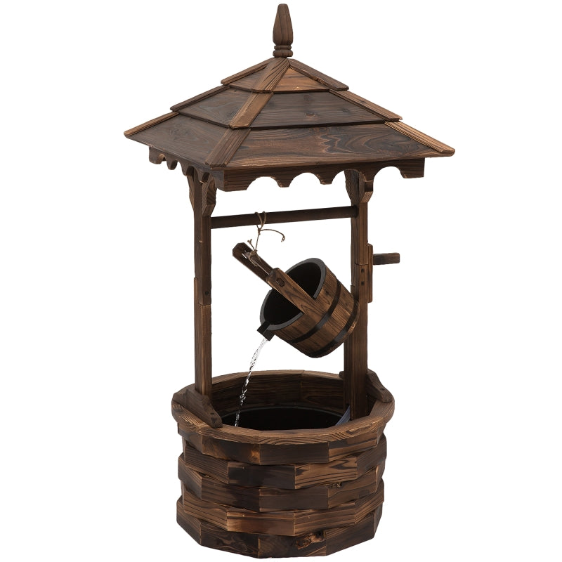 Wooden Garden Wishing Well Fountain Barrel Waterfall Rustic