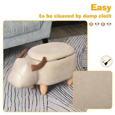 Animal Footstool Buffalo Storage - Ivory