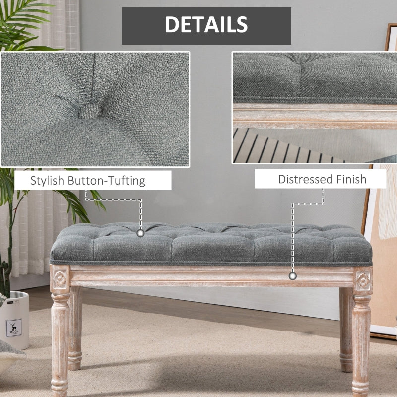 Bed End Stool Accent Bench - Grey