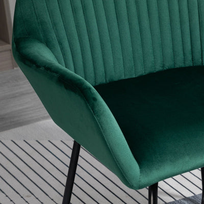 Modern Accent Chair Velvet Upholstered Lounge Armchair Metal Base Green