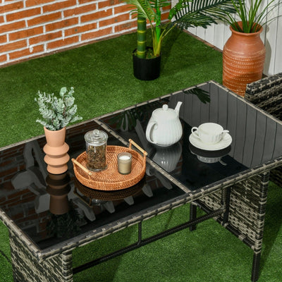 5 Seater Rattan Garden Furniture Set with Glass Table